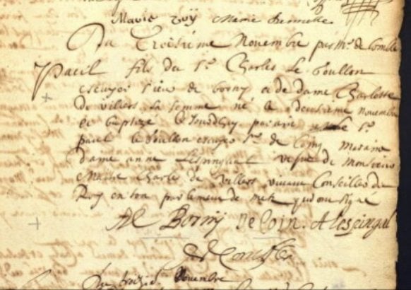 Acte de baptême manuscrit de 1683